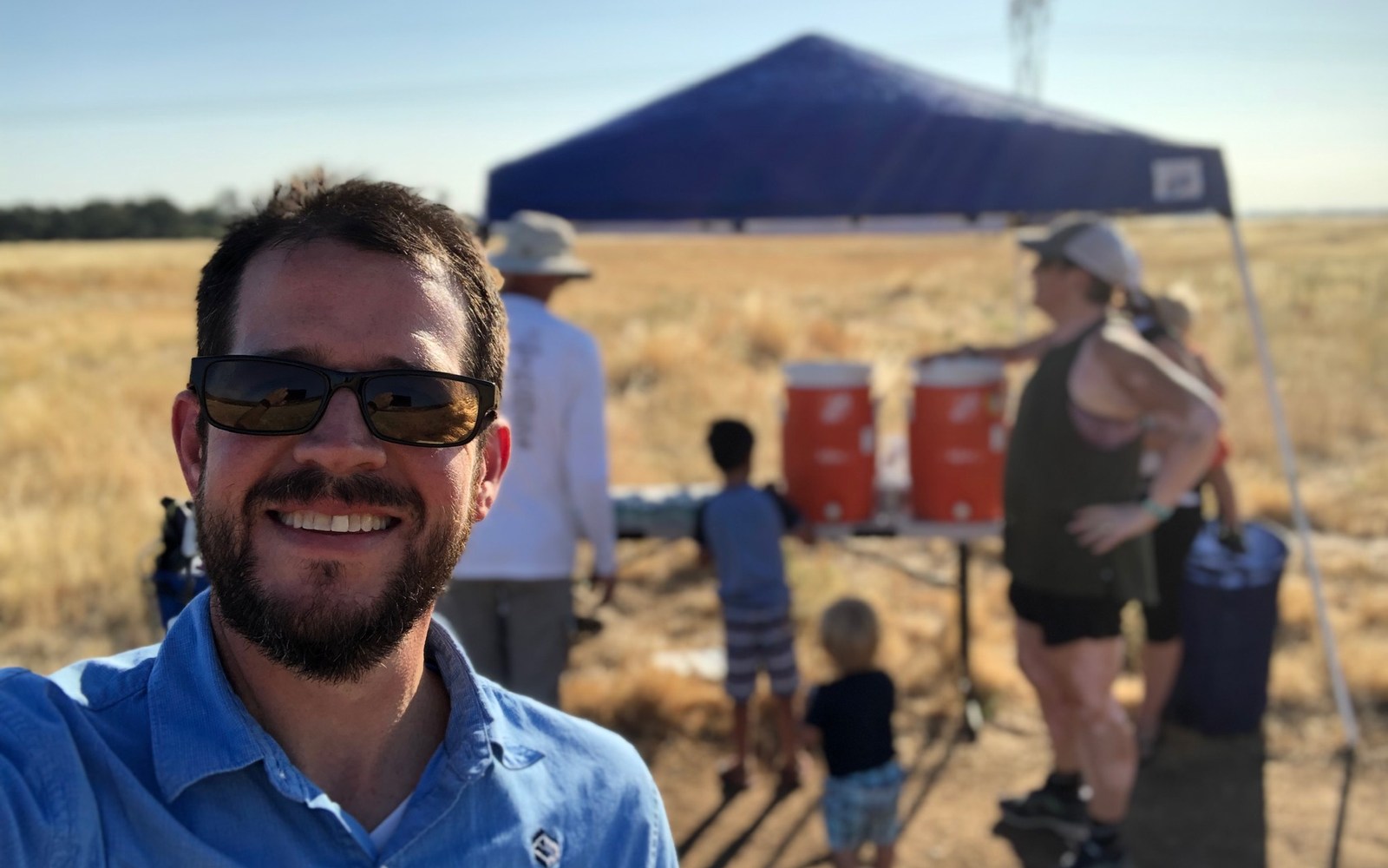 Randall Stone and Tracie at a Chico Running Club aid station in Upper Bidwell Park