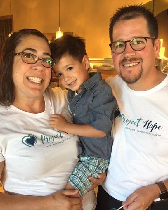 Krista Stone, Rhys Stone and Randall Stone wearing Project Hope of Butte County shirts