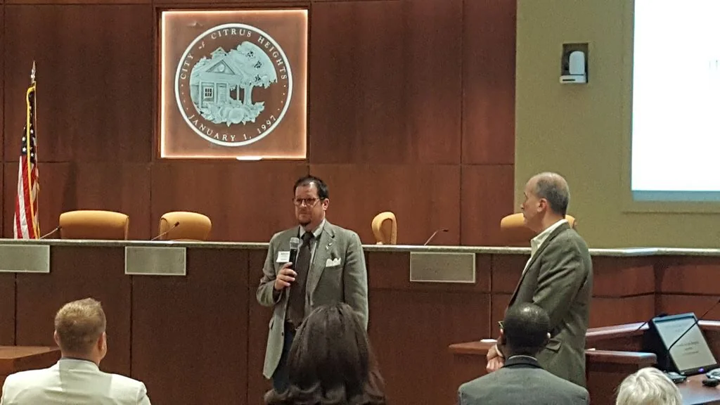 Citrus Heights council chambers Speaking in the Citrus Heights City Council chambers while representing Chico and the League of California Cities Sacramento Valley Division.