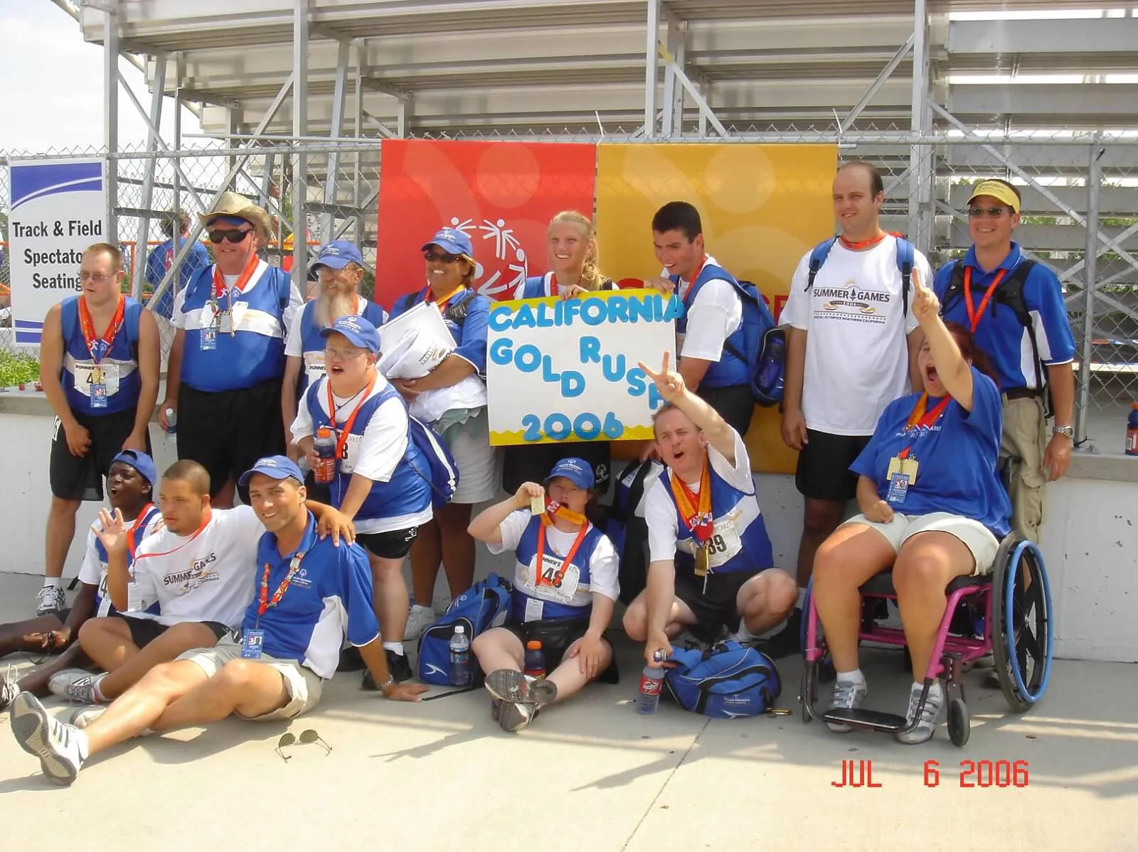 Northern California Special Olympics delegation at the 2006 USA National Games track and field venue