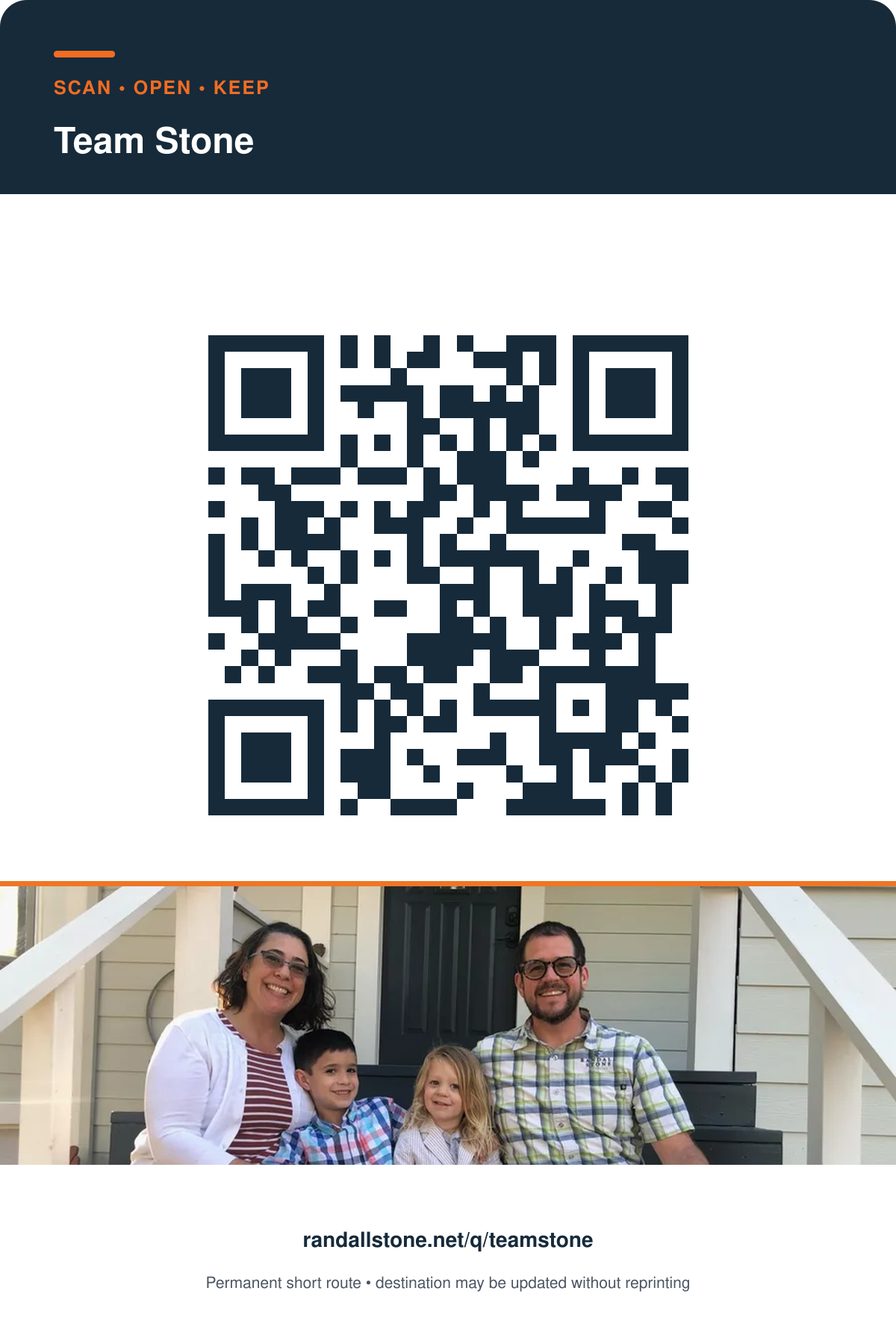 Printable QR card for Family adventure hub